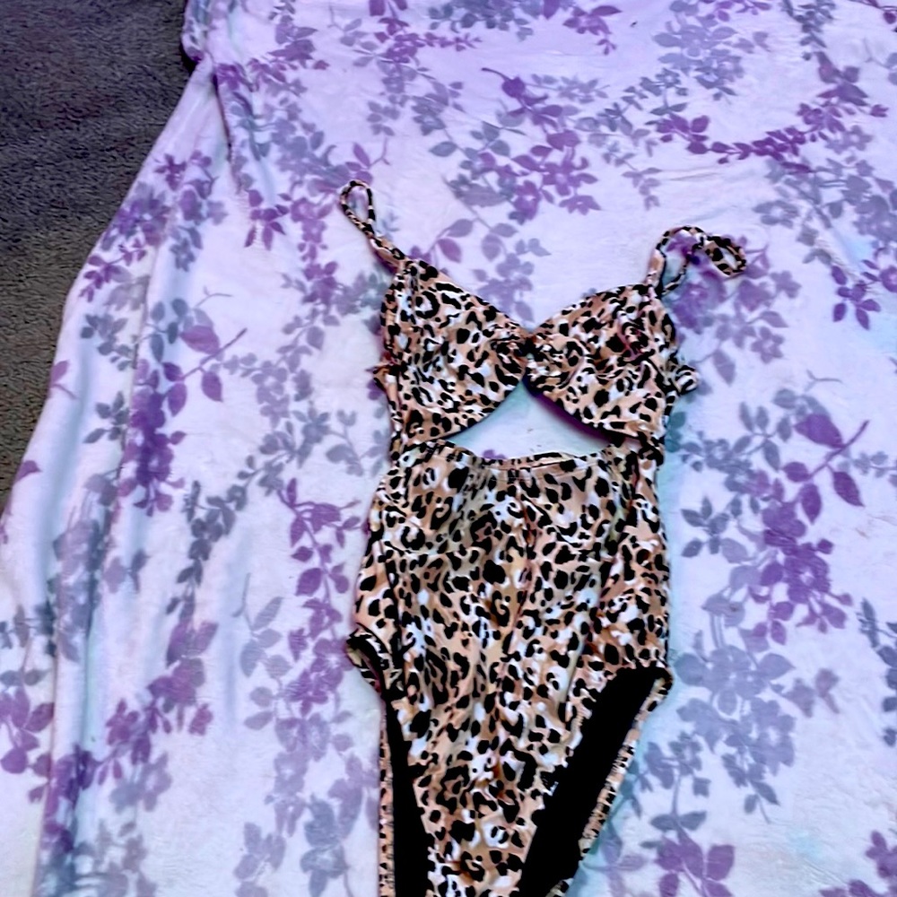 Cheetah print one piece swimsuit